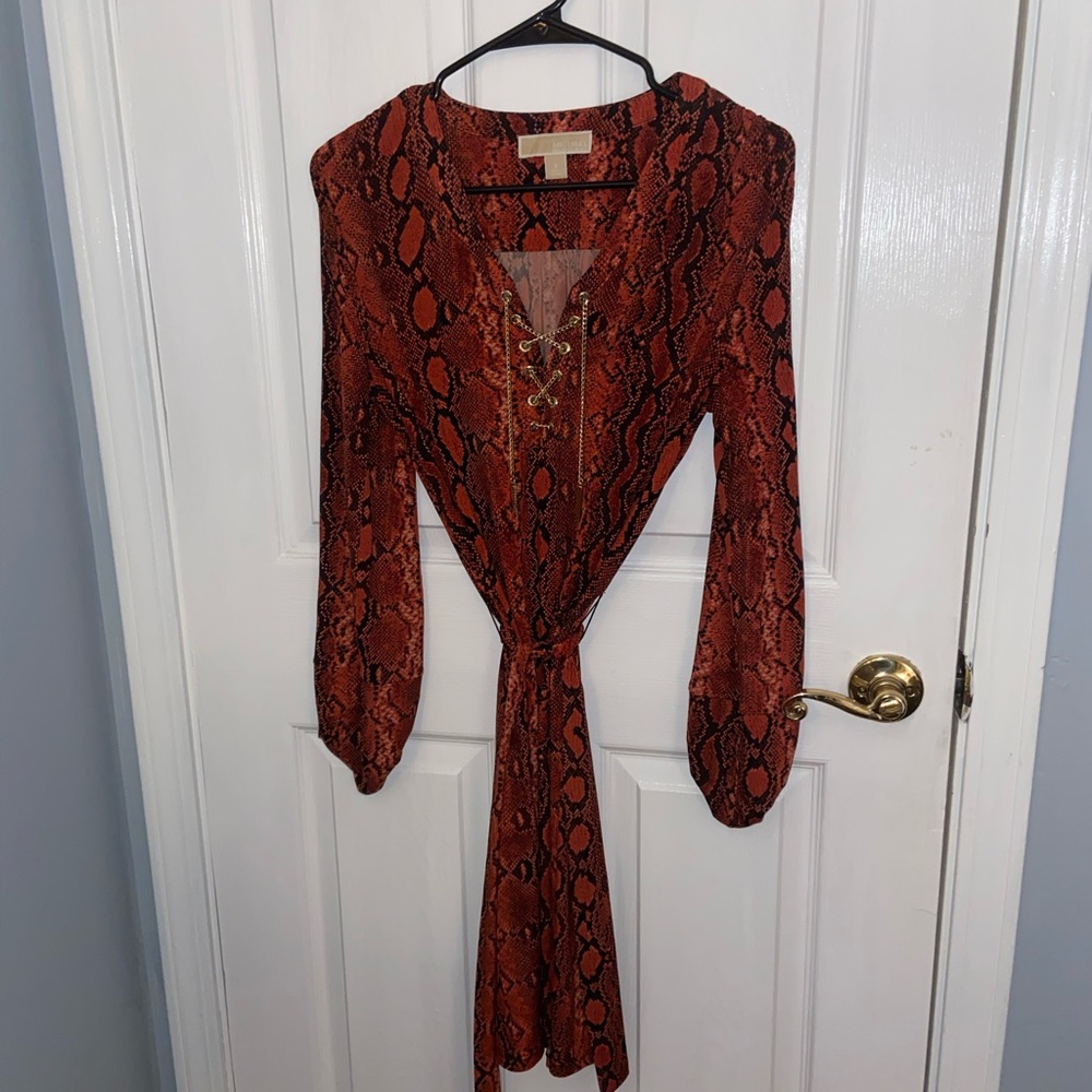 Michael Kors Orange Snake Skin Print Dress